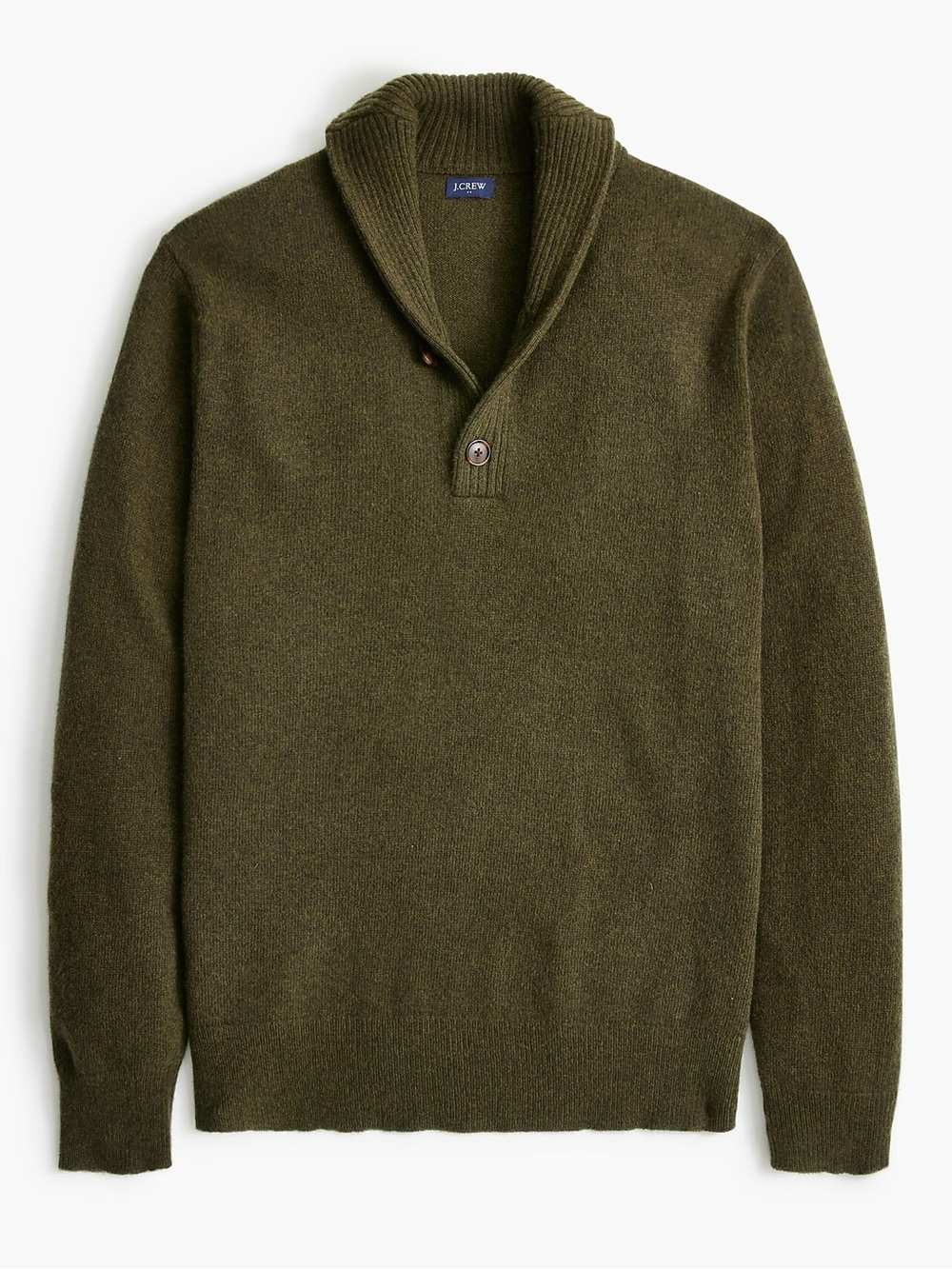 J. Crew Shawl-Collar Lambswool Sweater Dark Olive Size XL
